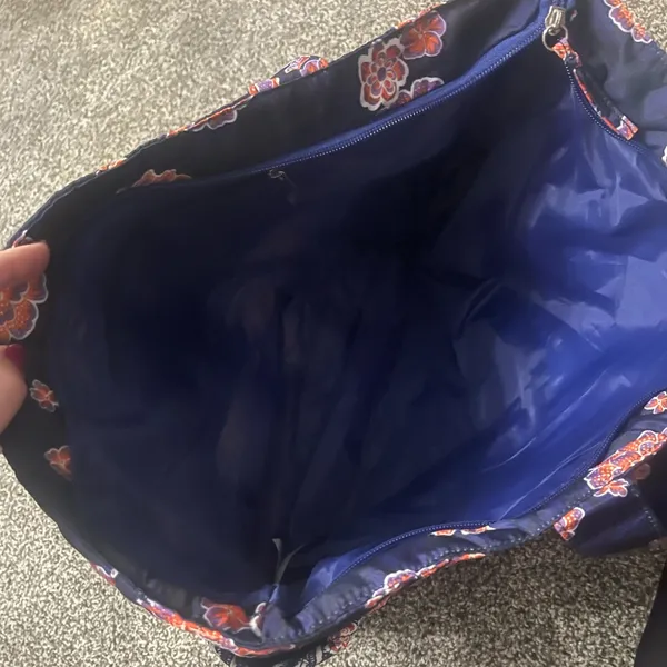 Avon Blue and Orange Floral Quilted Polyester Tote Bag - Image 6