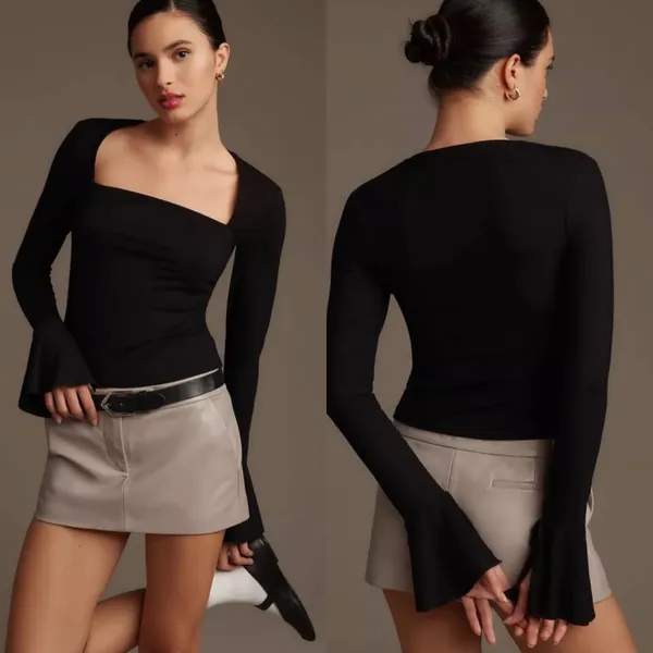 Reformation Lucca Knit Top Black Size Small - Image 3