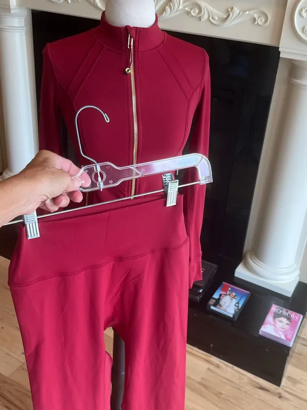 Women's Cranberry Red Active Zip Jacket & Leggings Set New Size XS - Image 2