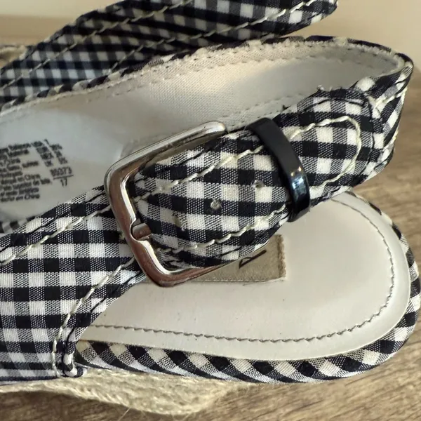 American Eagle Gingham Print Platform Wedges Shoes Women’s Size 7 Black White - Image 9