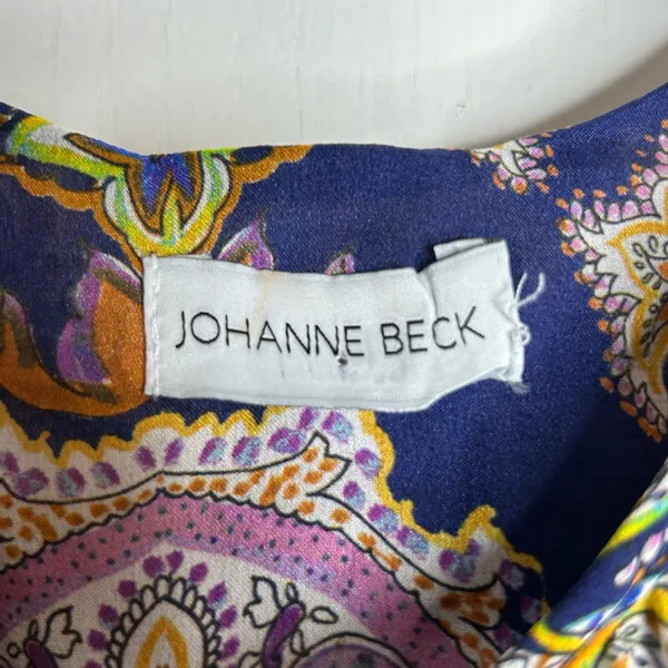 Johanne Beck Floral Paisley Print Silk Lace Tiered Maxi Dress Strap Boho. SZ S/M - Image 6