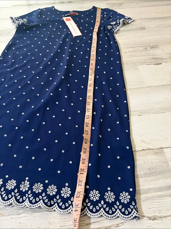 Jude Connally Ella Eyelet Dress Navy White Size XS - Image 8