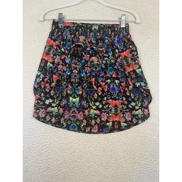 Lululemon Hotty Hot High-Rise Skirt Long 4 Flowerscope‎ Black Running Tennis - Image 2