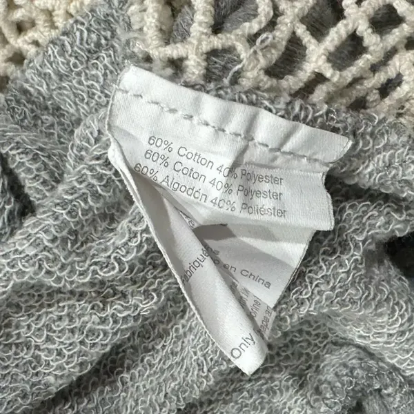 O’Neill Grey Cream Lace Hoodie Sweatshirt Women’s XL - Image 4