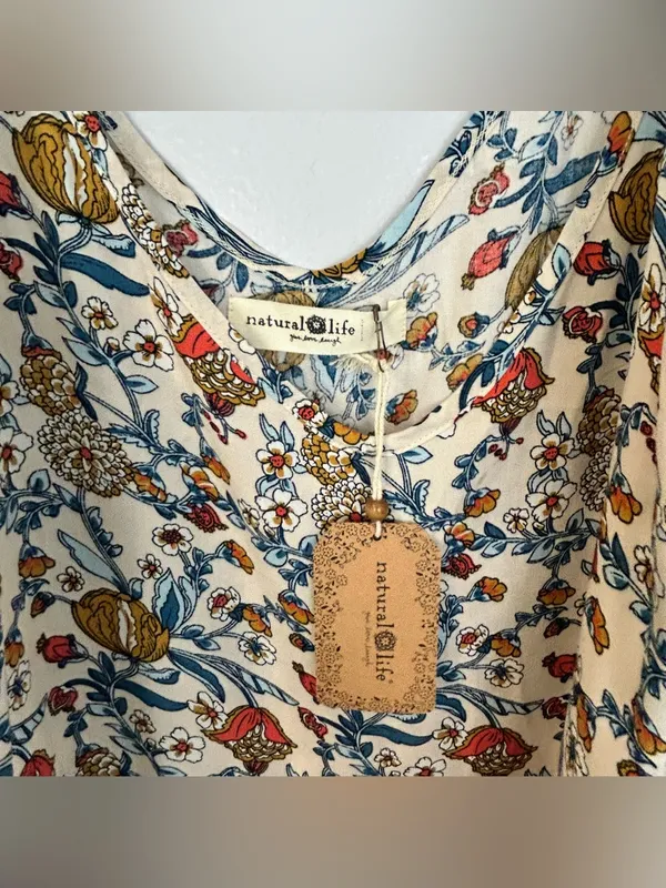 NWT Natural Life White Multicolor Floral Amy Sleevless Slip Maxi Dress Large - Image 5