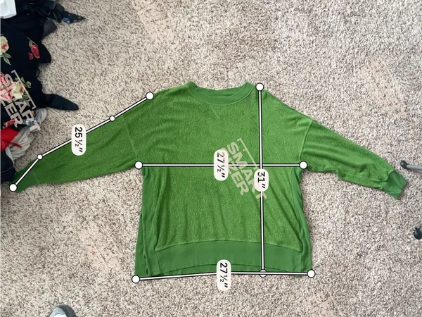 AERIE | Bright Green Terry Sherpa Crewneck Oversized Pullover Sweater Sz XXL - Image 7