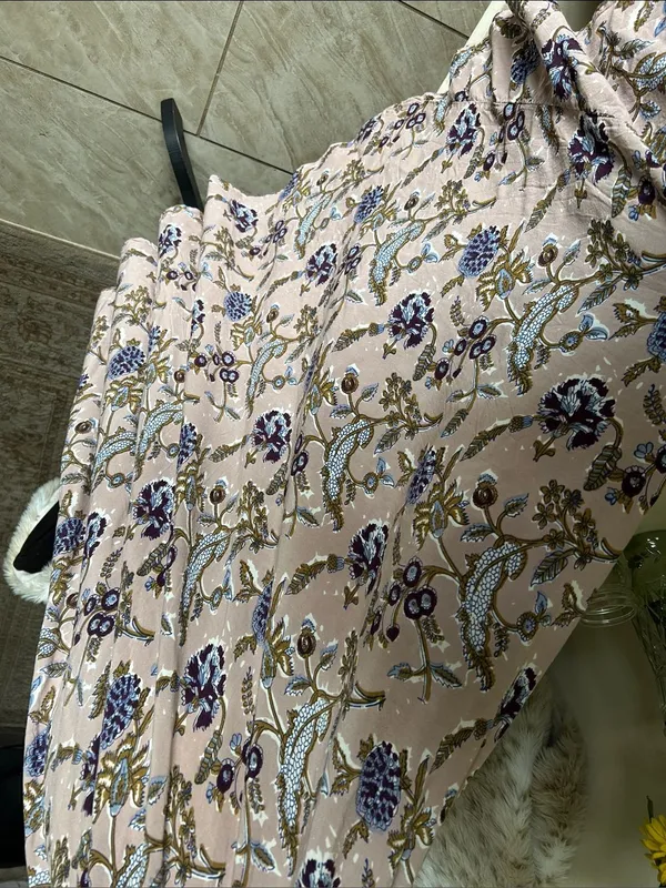 Angie Aawari nude blush, BoHo floral smocked maxi dress small - Image 5