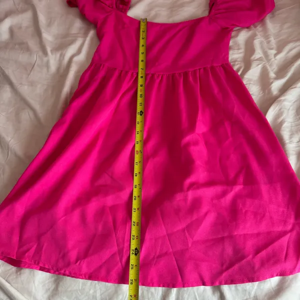 SheIn Barbiecore Puff Sleeve Babydoll Dress Hot Pink Size Small - Image 4