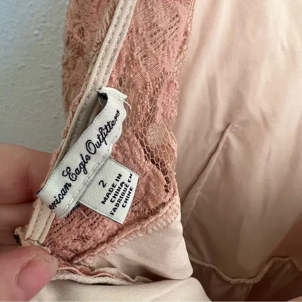 American Eagle Womens Sz 2 Lace Dress Fit & Flare Light Pink Scoop Neck Low Back - Image 10