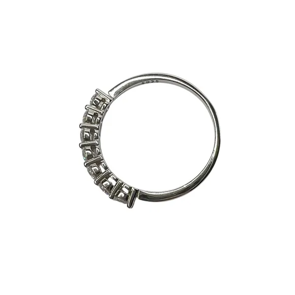 Sterling Silver Round Cut Seven Clear Cubic Zirconia Stones Band Ring - Image 6