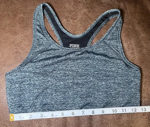 PINK Ultimate Womens Sports Bra Gray Heathered Medium Support Racerback Wireless - Image 5