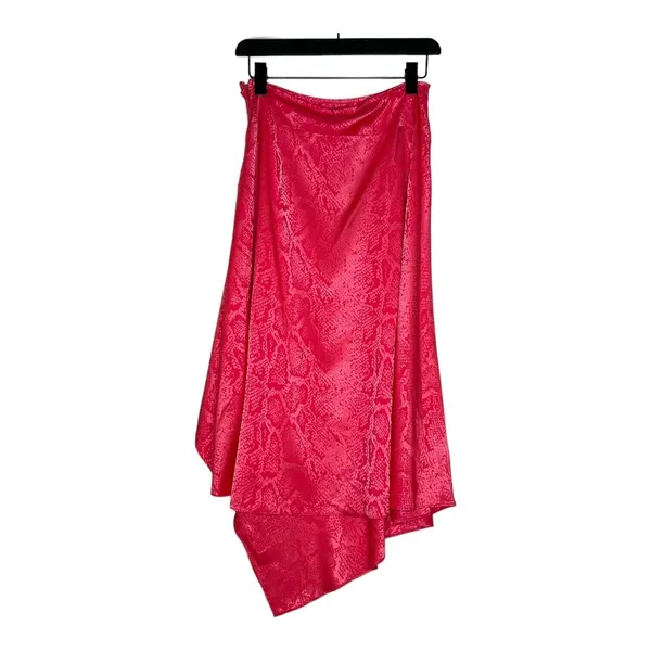 New ASOS Design Women's 6 Small Pink Asymmetrical Hem Midi A Line Skirt Snake‎ - Image 5