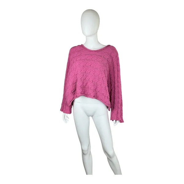 POL Pink Cable Knit‎ Oversized Cropped Sweater Size S - Image 7