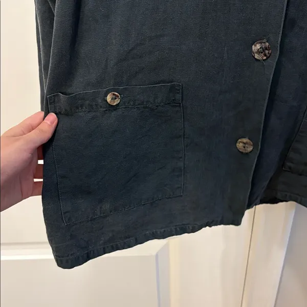 Bryn Walker Long Sleeve Button Up Jacket Size L Black Tencel Pockets Lagenlook - Image 2