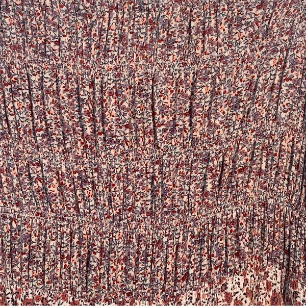 American Eagle Strapless Maxi Dress With Side Slit Sz XL Pink Floral Smocked - Image 5