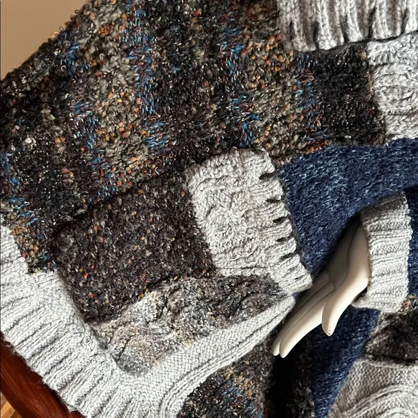 Curio Patchwork Cardigan Sweater oversized - Image 5