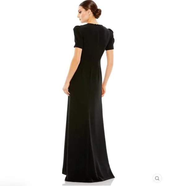 NWT Mac Duggal Ieena Puff Sleeve Black Cut Out Gown Dress 6 2630 - Image 7