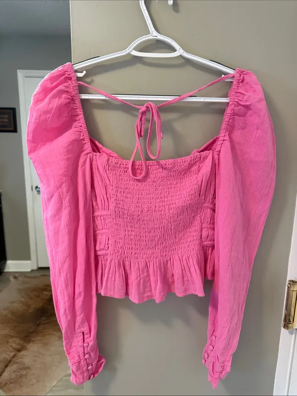 Free People Chloe Ruffle Top Pink NWOT Size small- MSRP $98.00 - Image 7