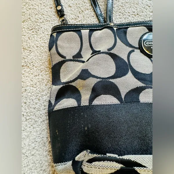 Classic COACH Logo vintage CANVAS & LEATHER TOTE BAG PURSE - Image 10