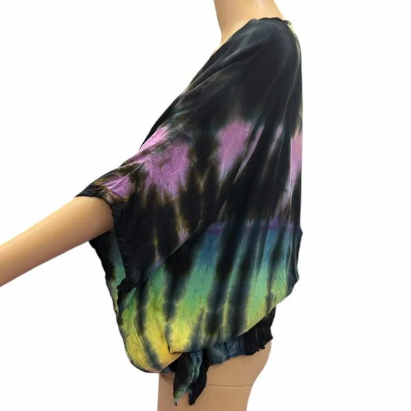Womens Tie Dye Batwing Elastic Waist Lightweight Blouse Size Small to Medium - Image 2