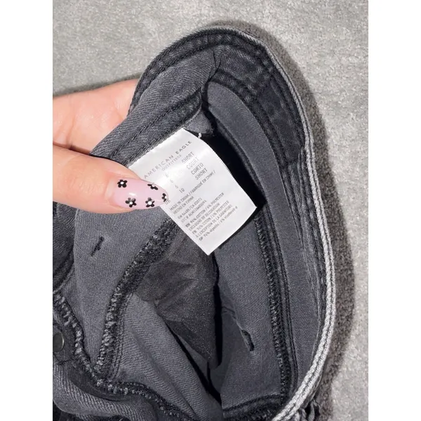 American Eagle Wide Leg Crop Black Washed Jeans Vintage Style Waist 6 Short - Image 5