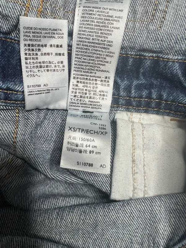 Levi’s Premium Dark Denim Wash Straight Leg Jeans Overalls Womens Size XS - Image 3