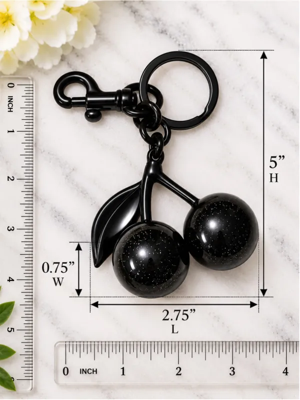 Black Cherry Charm Keychain Black Hardware NWT - Image 3