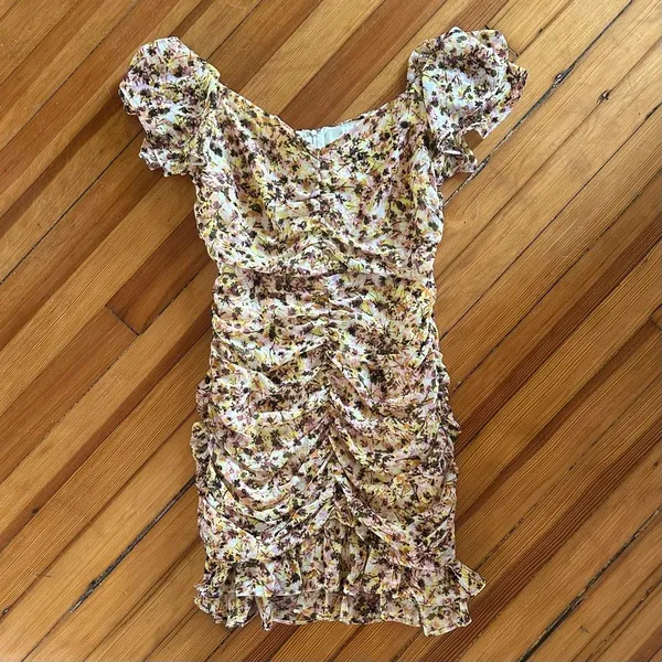 ASTR the Label Shirred Ruched Floral Mini Dress Size S - Image 2