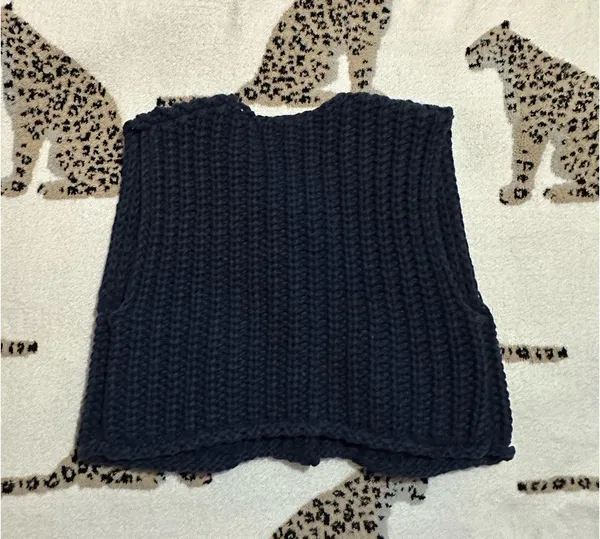 Gold button short sleeve sweater Blue - Image 2