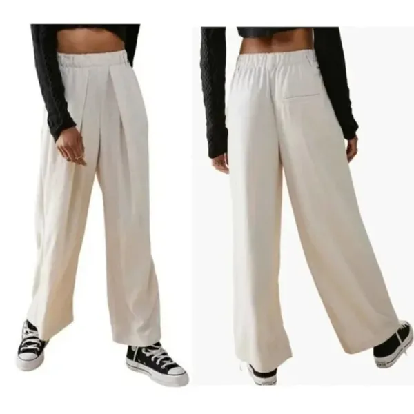 FREE PEOPLE Nothin' to Say Elastic Waist Pants in Champagne Dream Size Large - Image 11