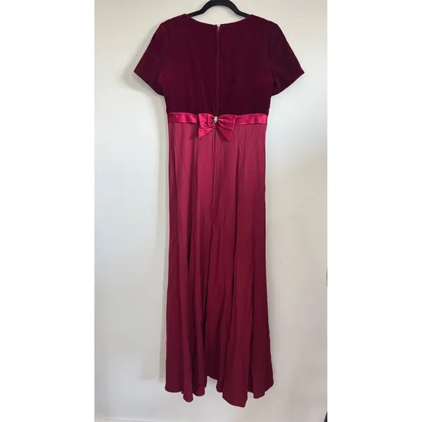 Vintage Niki Livas Burgundy Velvet Maxi Dress 90s Y2K Romantic Goth Formal - Image 2