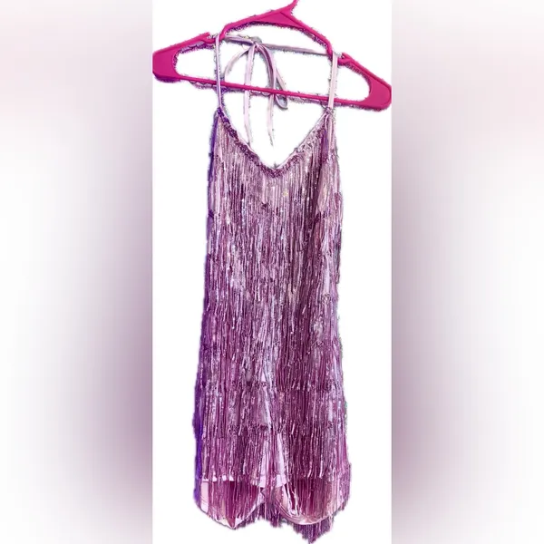 NWT Kaei&Shi Pink Sequin Fringe Romper - Medium - Image 6
