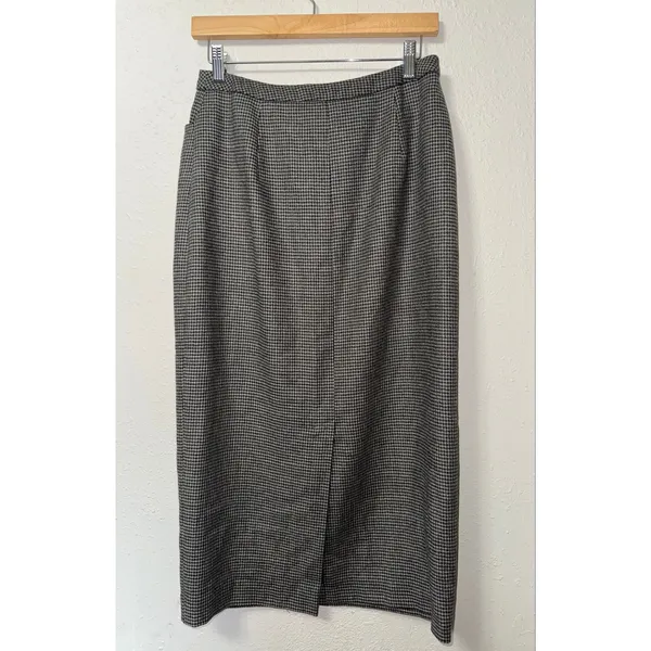 Lauren Ralph Lauren Wool Houndstooth Midi Skirt Womens Size 8 Academia Fall Warm - Image 5