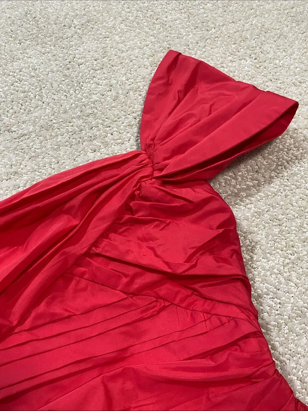 Zara Bright Red One-Shoulder Ruched Mini Dress Size S - Image 5