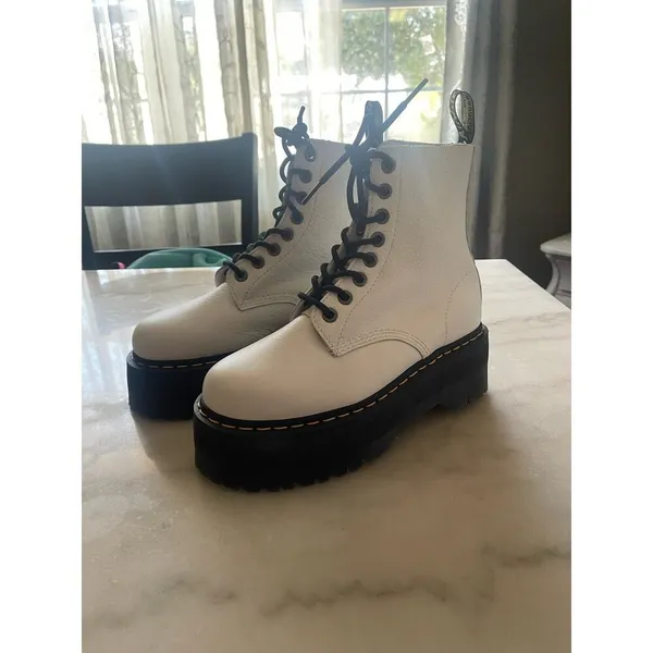 NEW Dr. Martens 1460 Pascal Max White Leather Platform Combat Boots - Image 7