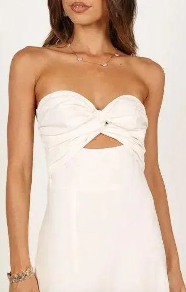 Petal & Pup Rosetta White Strapless Cut Out Midi Dress 4 - Image 4