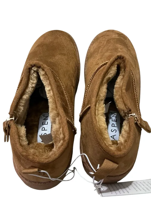 ASPEN Mini Side-Zip Faux Shearling Boots 7 Chestnut $49 Retail NEW - Image 5