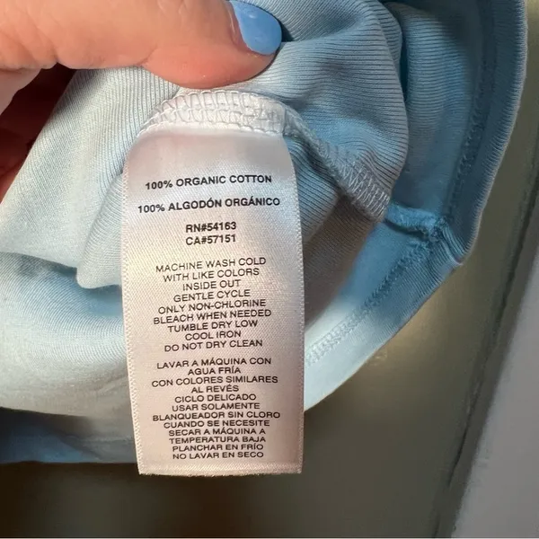 DKNY Women's‎ Size Small Crewneck T-Shirt Light Blue Cap Sleeves Organic Cotton - Image 8
