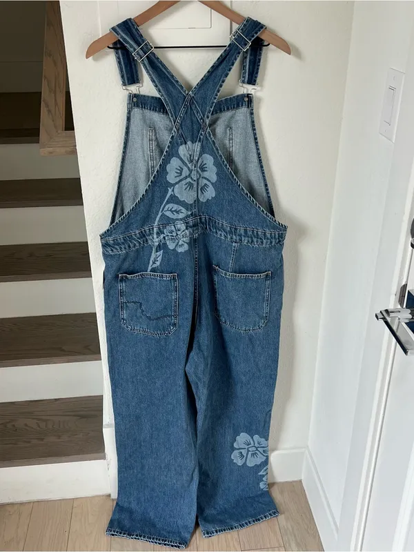Free People We The Free Ziggy Printed Overalls in Ocean Blue Combo NWT - Image 4