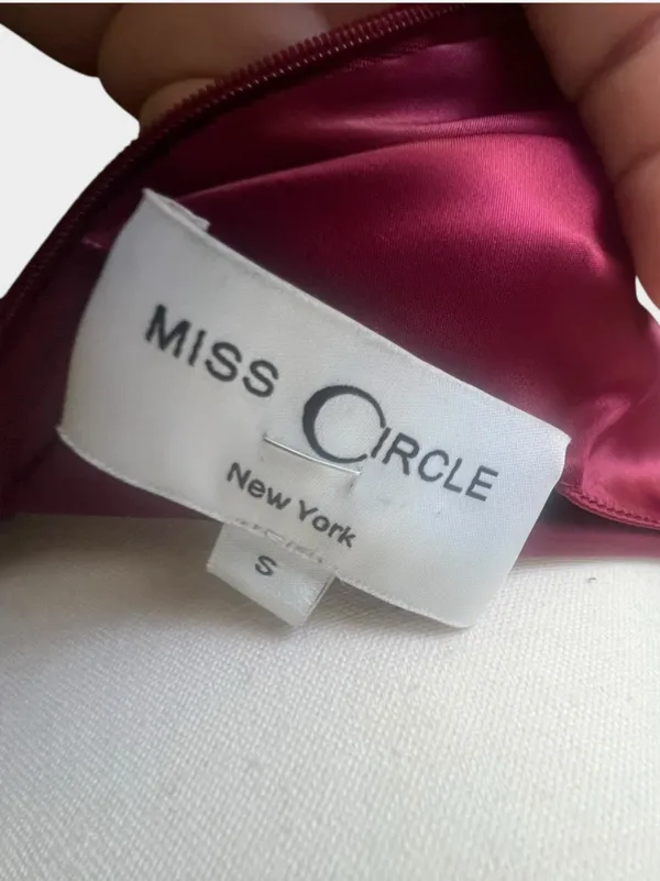 Miss Circle Burgundy Wine Satin Plunge Cutout Bodycon Midi Dress Small - Image 8