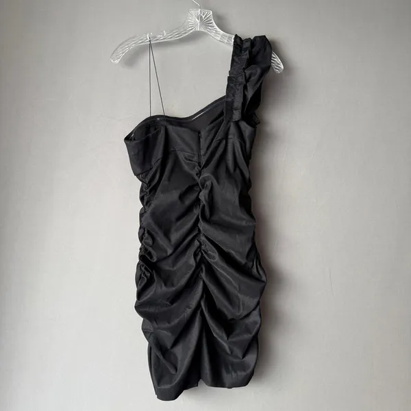 Hailey Logan Office Siren MobWife Ruched One Shoulder‎ Dress M Black - Image 6