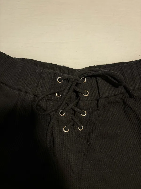 Princess Polly Black Waffle Shorts - Image 2