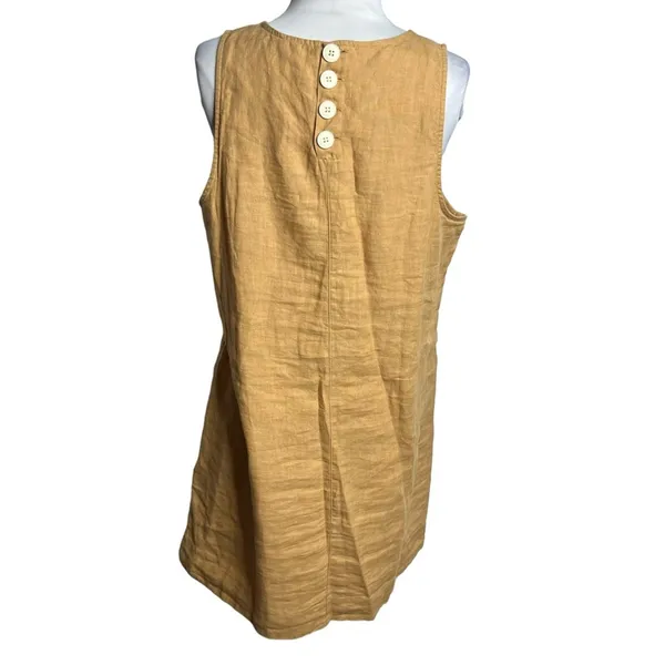 J. Crew Button-back linen shift dress tan brown‎ Sz M - Image 4