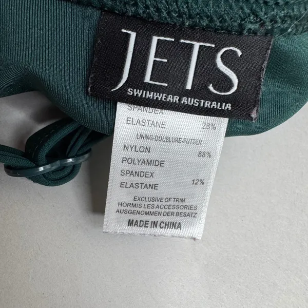 JETS Swimwear Australia Dark Green One Piece V-Neck Ruched Swimsuit USA 12 UK 16 - Image 4