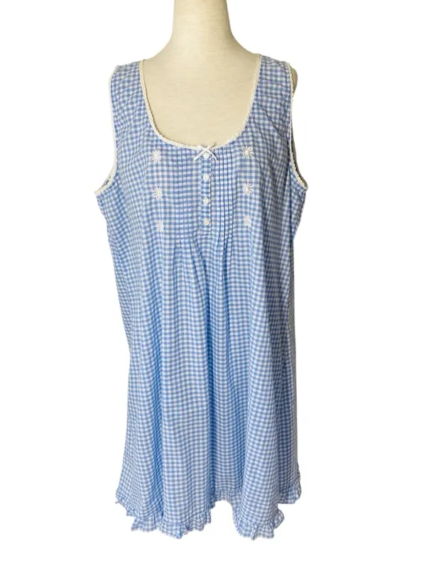 VINTAGE MISS ELAINE Gingham Nightgown - Image 3