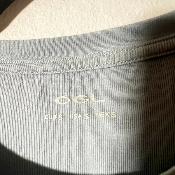 OGL Crop Top Women's Small Blue Ruched Soft Minimalist Chic - Image 3