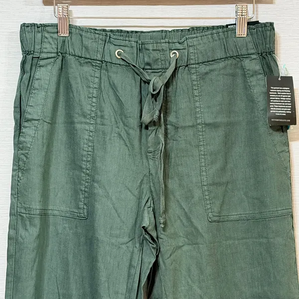 Kut from the Kloth Rosalie Relaxed Drawstring Pant Olive Green Linen Blend M NEW - Image 5