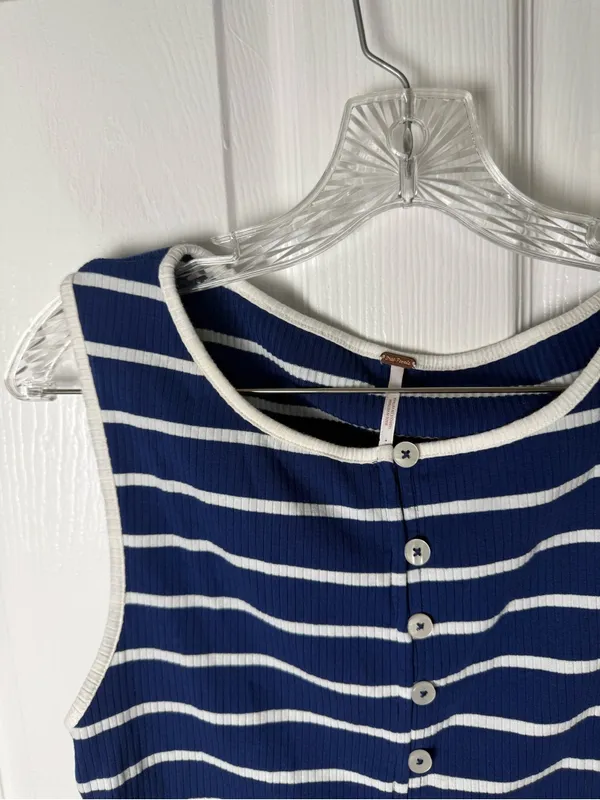 Free People Tilly Striped Vest in Navy Combo XL - Image 5