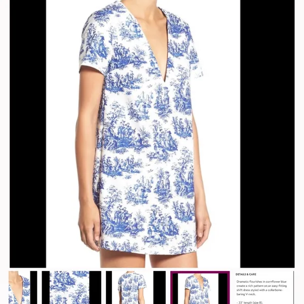 New Missguided White Dress with Blue Toile Print | Size Medium - Image 15