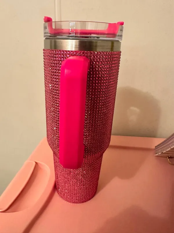 Cup High-Looking Diamond-Encrusted Cross-Border 40oz Handle Car Thermos Cup with Handle Large Capacity Ice Master Stainless Steel Straw Cup - Image 2